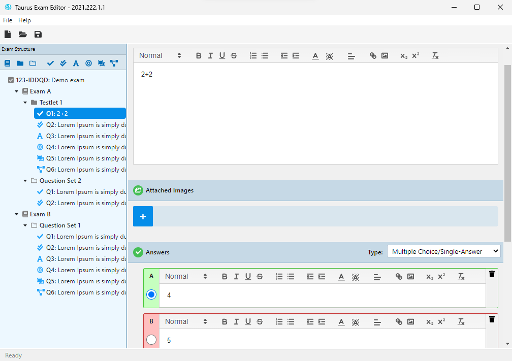 TaurusApps Exam Editor - Simple Question